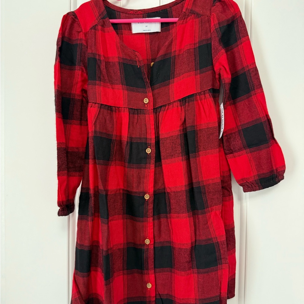 Old Navy Red and Black Plaid Dress